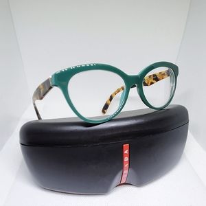 PRADA Triangle 11RV Eyeglasses Designer Frames Jade Green/ Tortoise